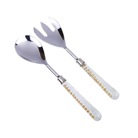 CLASSIC TOUCH Classic Touch  11 in. Stainless Salad Servers with Square Glass Handle&#44; Set of 2 SS470